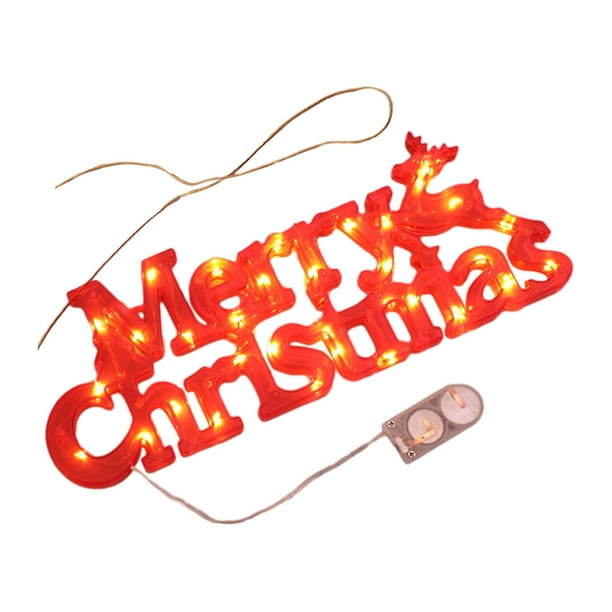 Letrero de neón de , placa de luces LED navideñas con cuerda colgante, letrero colgante para ventana para fiesta de Navidad, vacaciones, rojo