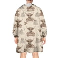 thumbnail image 2 of Beige Highland Cow Fence Pattern Wearable Oversized Blanket,Wearable Blanket Hoodie for Adults,Cozy Hooded Blankets with Super Pockets,Super Warm Fuzzy Pullover for Women & Men, 2 of 6