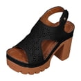 thumbnail image 2 of Viluyesy Womens Chunky Heeled Sandals, Thick Sole Peep Toe Hollow Out Summer Fashion Dressy Pumps Shoes Black US7, 2 of 8