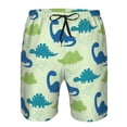 thumbnail image 3 of Balery Cute Dinosaur Blue Green Traje de Baño Estilo Hawaiano para Hombre, Shorts de Secado Rápido con Bolsillos-Large, 3 of 6