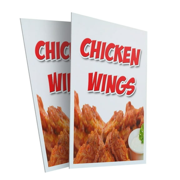 Chicken Wings (2-PACK) 24" x 36" Plastic Signs | Sign Insert 4mm Corrugated Plastic Signs Storefront Window Poster