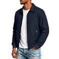 thumbnail image 6 of FchengtaiS Men's Full Zip Up Bomber Jackets Long Sleeve Turndown Collar Lightweight Coat Windproof Outerwear with Zip Pocket, 6 of 7