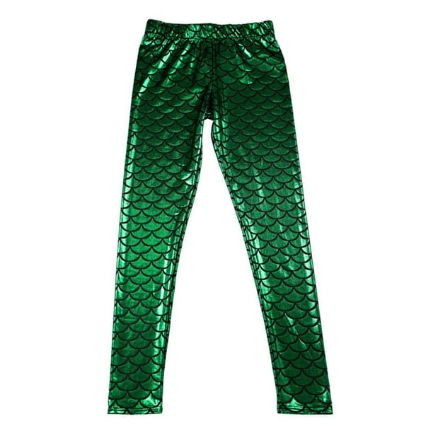JUST BUY IT Mermaid Shiny Dotted Dragon Fish Scale Leggings Fashion Open  Bright Color 