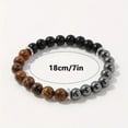 thumbnail image 4 of Pulsera con cuentas de ojo de tigre y meteorito Triple energía positiva Elástica y ajustable Joyería unisex hecha a mano para hombre y mujer, 4 of 5
