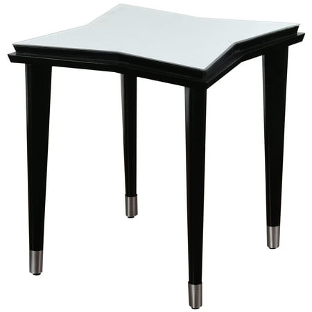 Constellation Star - Mirrored Top 4 Leg Chair Side Table - Black/White Finish
