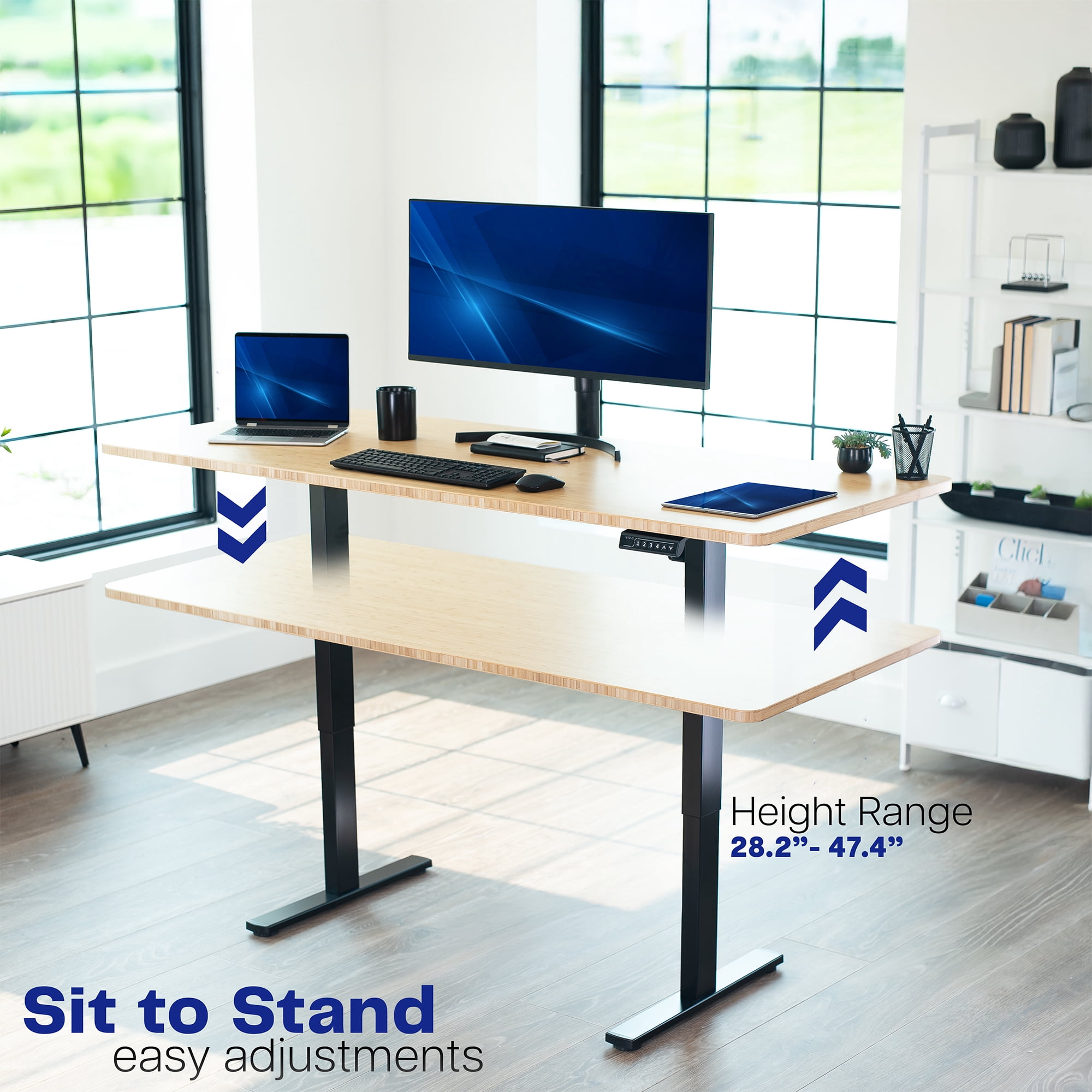 VIVO Black Electric Stand Up Desk Frame, Single Motor Standing Adjustable Base