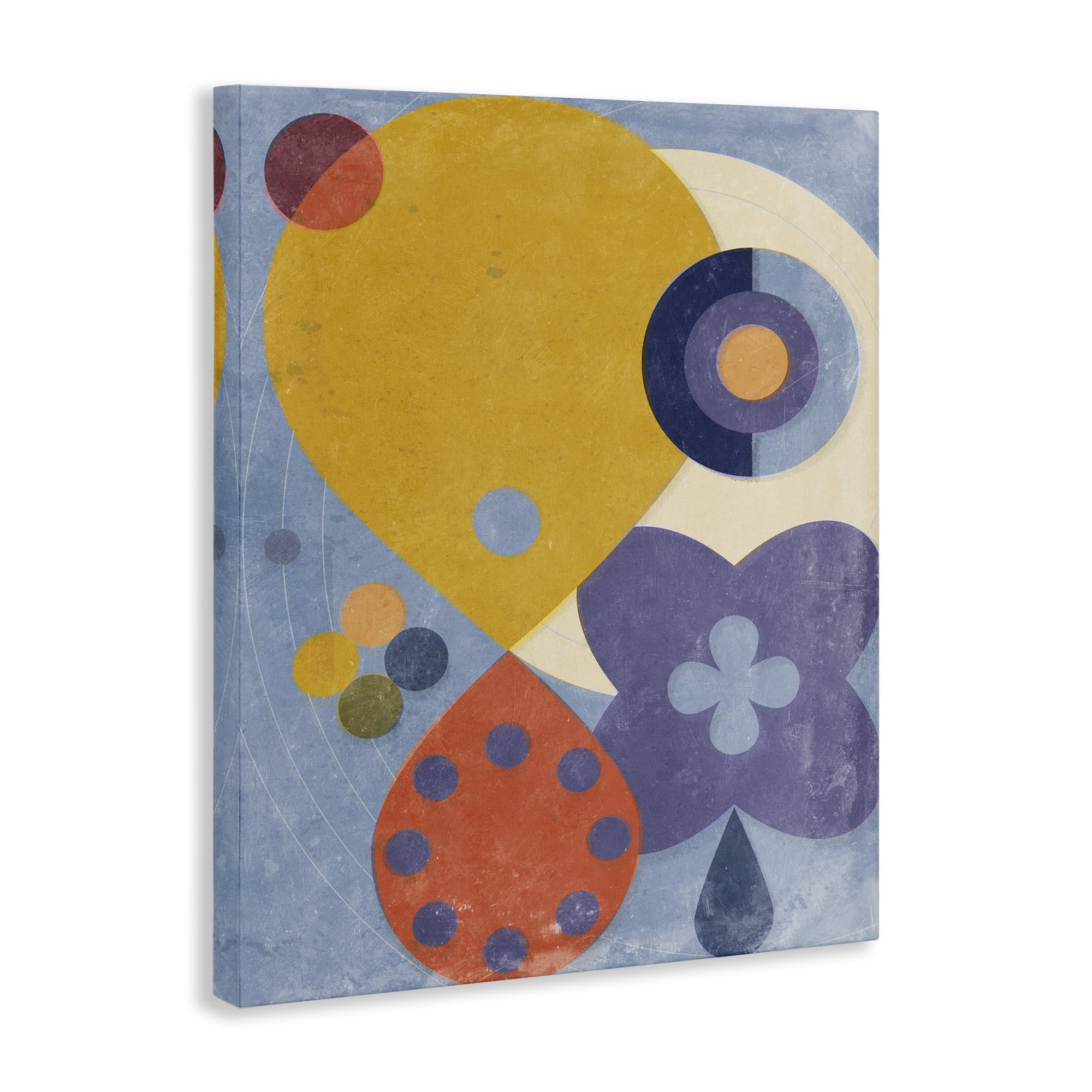 Stupell Industries Blue & Yellow Retro Abstract Painting Wrapped Canvas Art Print Wall Art, 16 x 20
