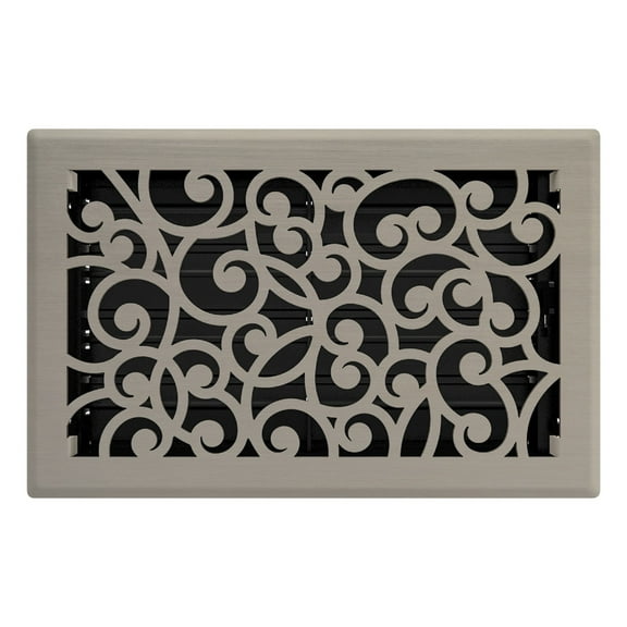 6in x 10in Wonderland Style Brushed Nickel Metal Floor Register - Overall 7 1/4" x 11 1/4"