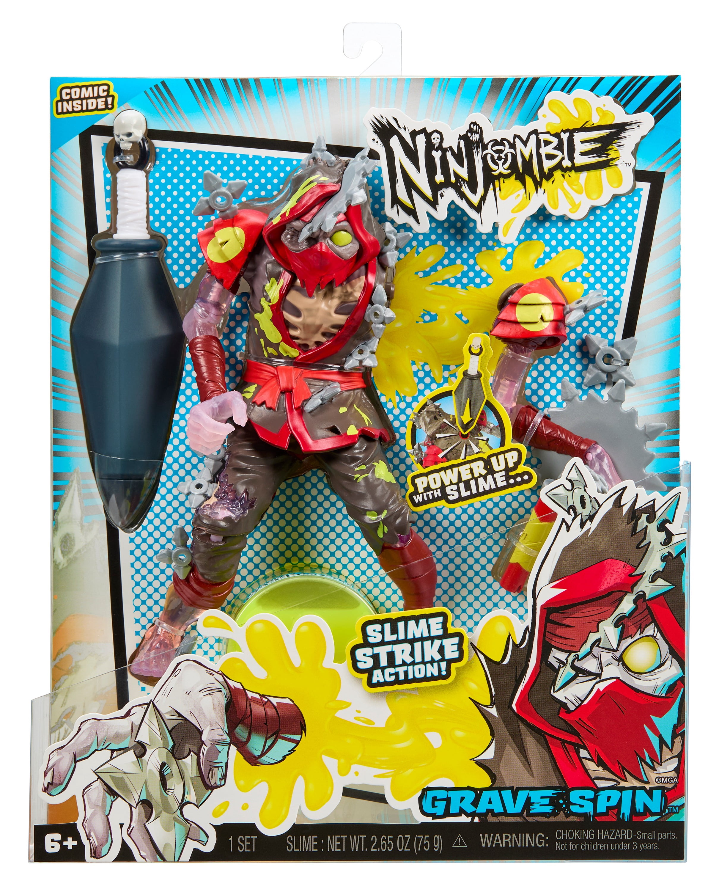 Ninjombie Action Figure - Grave Spin, Ninja Zombie with Slime, Ages 3+