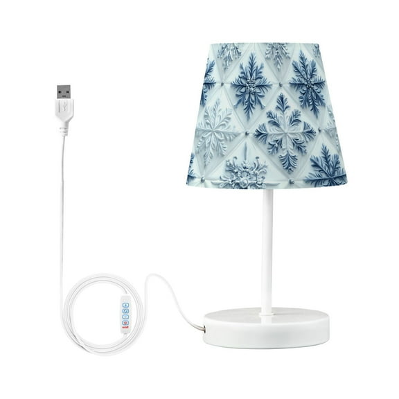 LED Desk Lamp 3d Blue White Snowflakes Table Nightstand Lamps with 3 Color Temperatures for Home Bedroom Living Room Decor 6x11