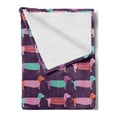 thumbnail image 2 of Dachshund Soft Flannel Fleece Throw Blanket, Sixties Inspired Color Palette Abstract Pet Puppies Pattern Funky Animals, Cozy Plush for Indoor and Outdoor Use, 50" x 70", Multicolor, by Ambesonne, 2 of 5