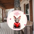 thumbnail image 3 of Happy Valentine's Day Sphynx Brings Love Heart Round Wood Sign Cat Lover Kitten Owner Gifts Idea Hanging Wall Home Decor - 02028, 3 of 5