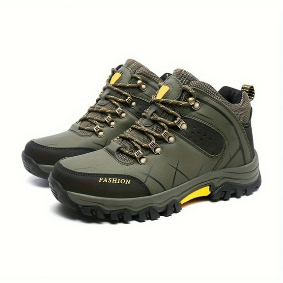 Mepaouo Men's Waterproof Hiking Boots Suede Leather Outdoor Mid Top Ankle Boot Breathable Trekking Shoes