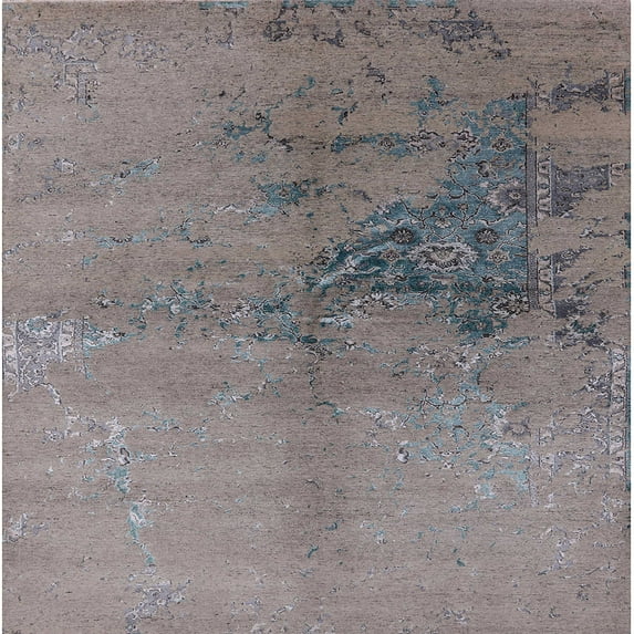 Ahgly Company Machine Washable Indoor Square Industrial Modern Rosy Brown Pink Area Rugs, 7' Square