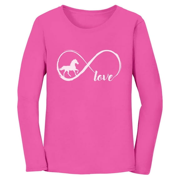 Tstars - Gift For Horse Lover Infinite Love Women Long Sleeve T-Shirt XX-Large Pink