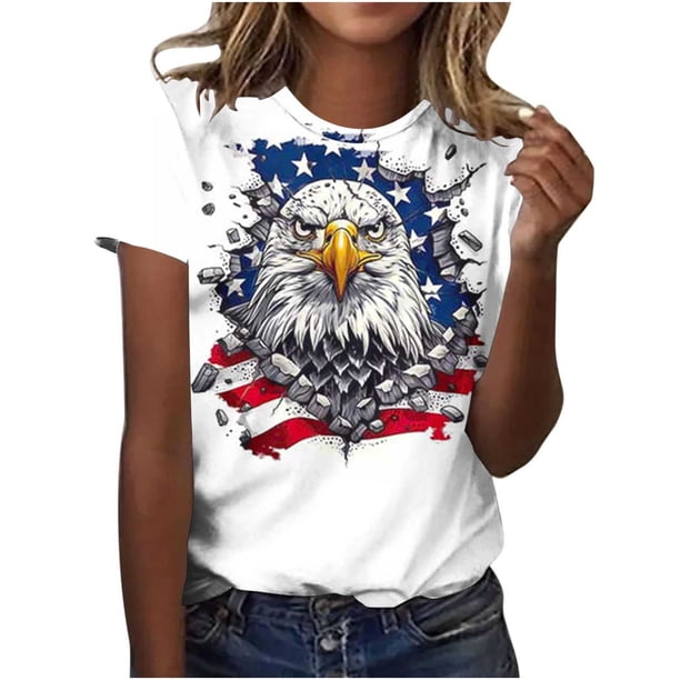 Tops de Ajuste Suelto para las Mujeres Sudadera Casual Impresa Manga Corta Cuello Redondo Superior, Poliéster