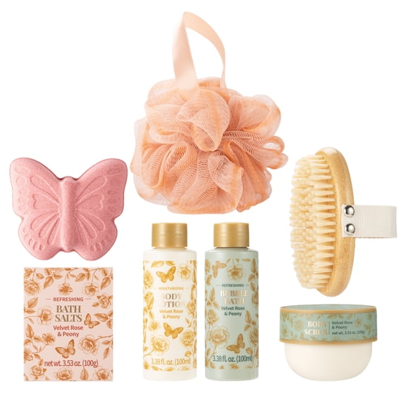 Velvet Rose & Peony Bath & Body Care Set, 7 Pieces, Walmart Exclusive