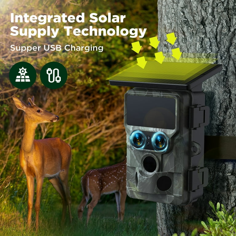 Campark 4K UHD WiFi Trail Camera, Solar Powered, 30FPS Night