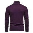 thumbnail image 5 of Manxivoo Mens Sweater Knit Sweater Solid Color Round Neck Long Sleeve Pullover Sweater Men's Sweater Autumn and Winter Men's Tops Sweater Coat Purple L, 5 of 5