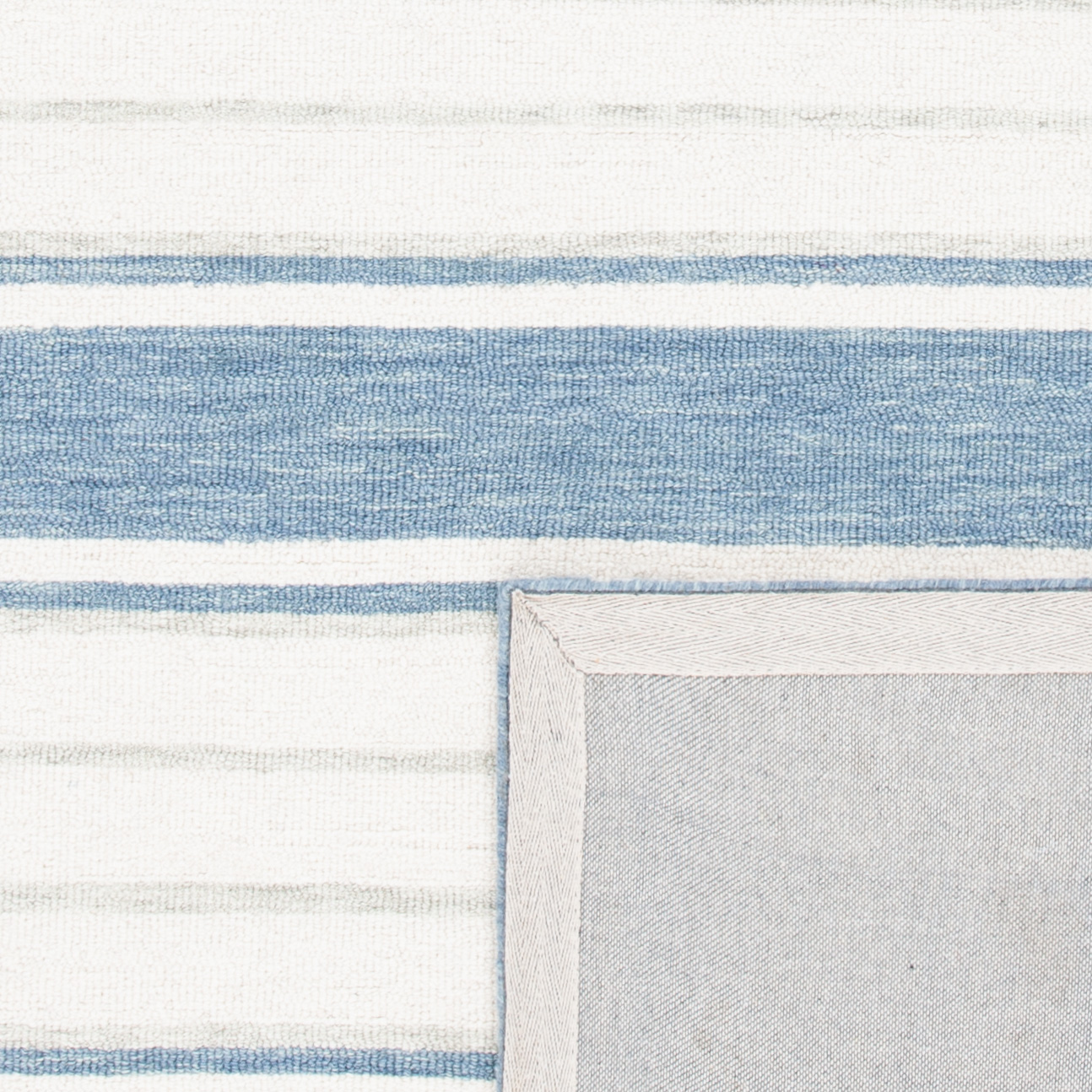 SAFAVIEH Metro Bruno Striped Area Rug, Blue/Ivory, 6' x 6' Square