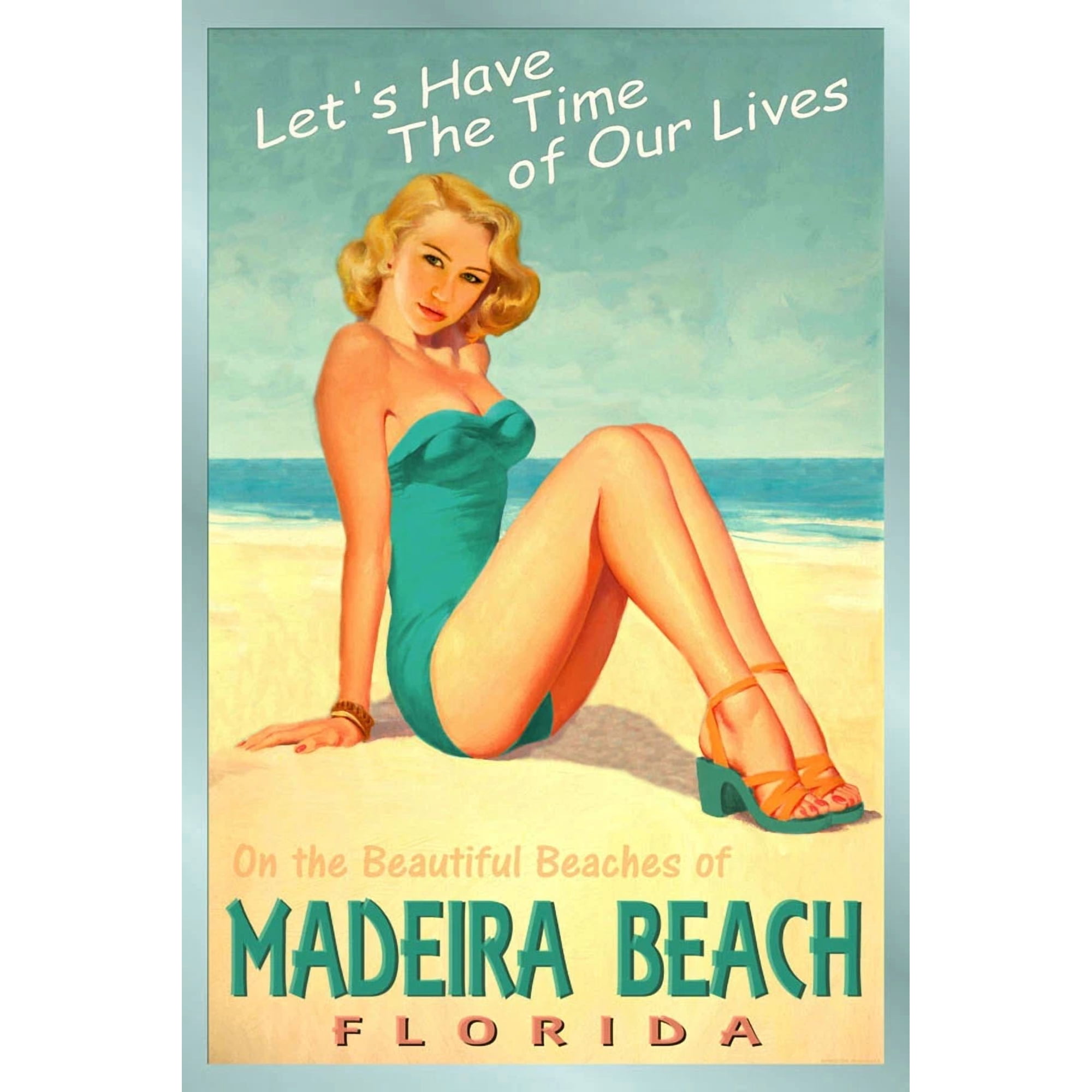 Madeira Beach Florida Sun Coast Tampa Bay Travel Office Poster , Poster Print Only