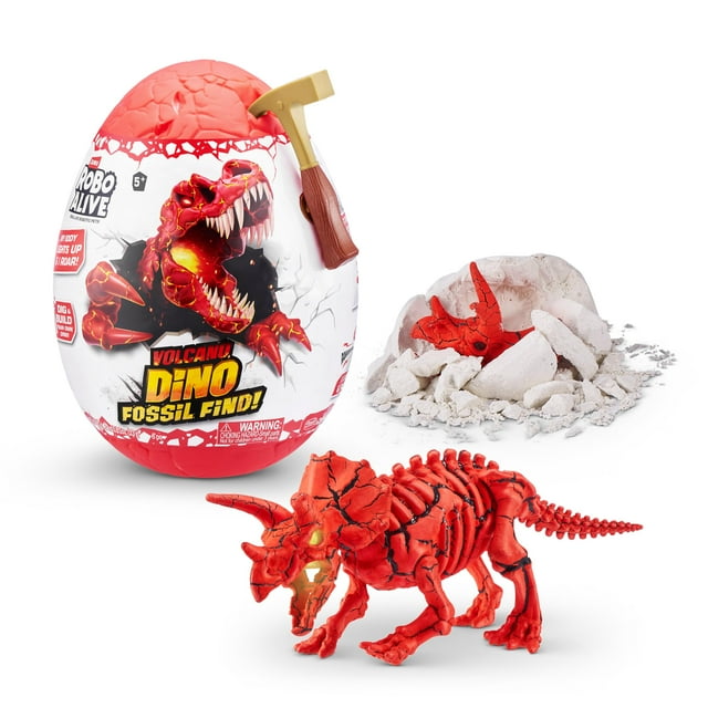 Figura de juguete Robo Alive Volcano Dino Fossil Find Triceratops