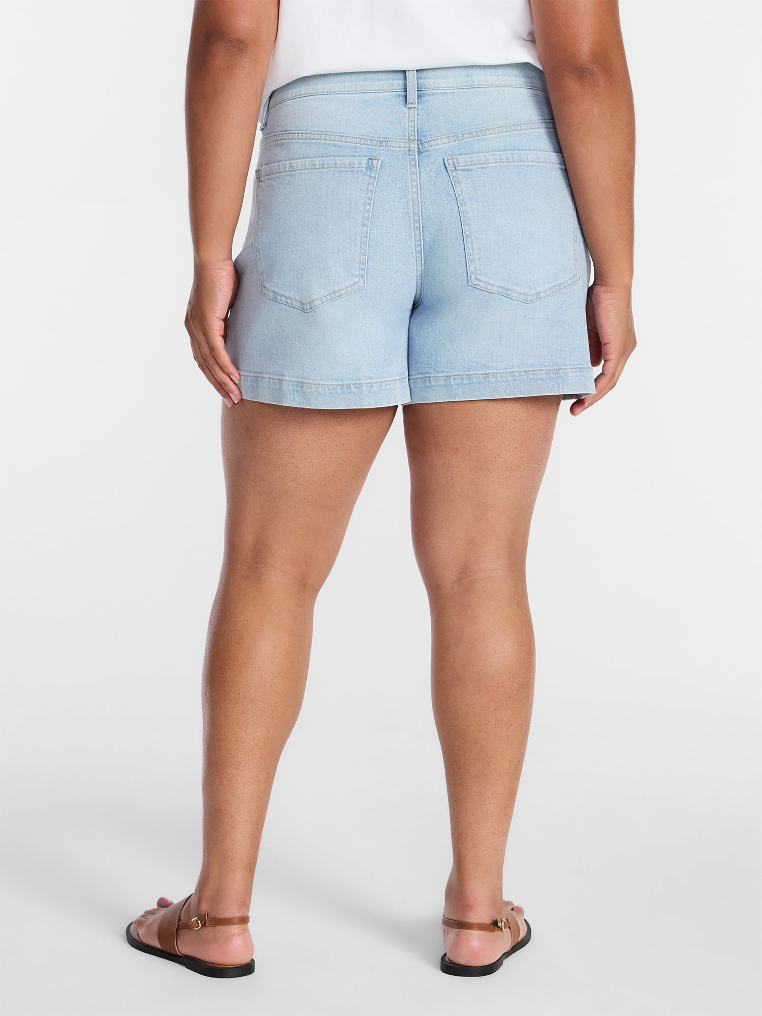 Terra & Sky Women's Plus High Rise A Line Denim Shorts, 5" Inseam, Sizes 16W-26W