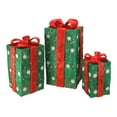 thumbnail image 1 of Northlight Ensemble de 3 Boîtes Cadeaux Vertes Lumineuses avec Nœuds Rouges Décorations de Noël Extérieures 18 Pouces, 1 of 2