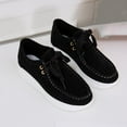 thumbnail image 4 of Lovskoo 2024 Women's Platform Shoes Solid Color Lace-Up Wedge Loafers Comfort Shoes Black, 4 of 8