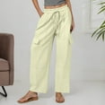 thumbnail image 2 of Krdevn Womens Pants - Linen Pants Women Elastic High Waisted Drawstring Cargo Pants Baggy Wide Leg Pant Casual Beach Pant,Pants for Women,Size:M, 2 of 6