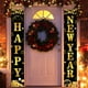 thumbnail image 5 of Letrero de pancarta de porche de oro negro de Feliz Año Nuevo 2025, pancarta decorativa para colgar en la puerta, fiesta navideña de celebración navideña, 5 of 5