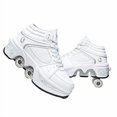 thumbnail image 2 of Chaussures de Marche Automatiques à Roues Déformables à Double Rangée, Patins à Roulettes à Déformation Invisible 2 en 1, Patins à Poulie Amovibles, Patinage Parkour (Blanc Haut, US 10.5), 2 of 4