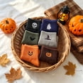 thumbnail image 4 of Cute Halloween Socks Pumpkin Bat Embroidered Crew Socks (Dark Blue One Size), 4 of 4