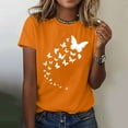 thumbnail image 2 of T-Shirts For Women Butterfly Print Round Neck Short Sleeve T Shirt Top Womens Tops, 2 of 5