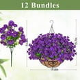 thumbnail image 3 of 2Pcs Artificial Hanging Flowers for Outdoors, Artificial Flowers for Outdoors with Basket, Artificial Plants Outdoor UV Resistant Fake Plants for Garden Porch Window Farmhouse Decor, Purple, 3 of 5
