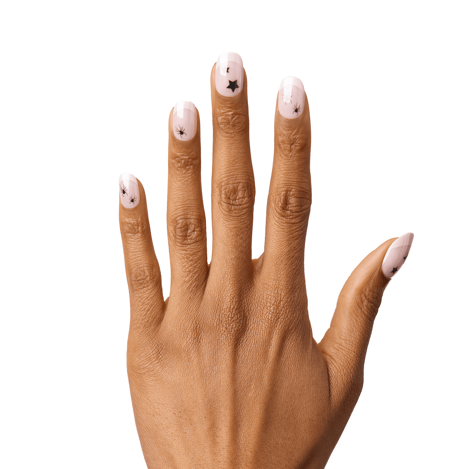 Olive & June Super Stick Effects Short Round Press-on Nails, Spooky Season French, 32 Pieces