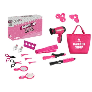 2024 New Barber Shop Pretend Play Set,Salon Toys with Storage Bag for Girls and Boys, Haircut Styling Toy Kit for Kids 3  Year Old Birthday Gift