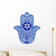 Blue Jewish Hamsa Hand Wall Decal Wallmonkeys Peel and Stick Graphics (18 in H x 18 in W) WM502874