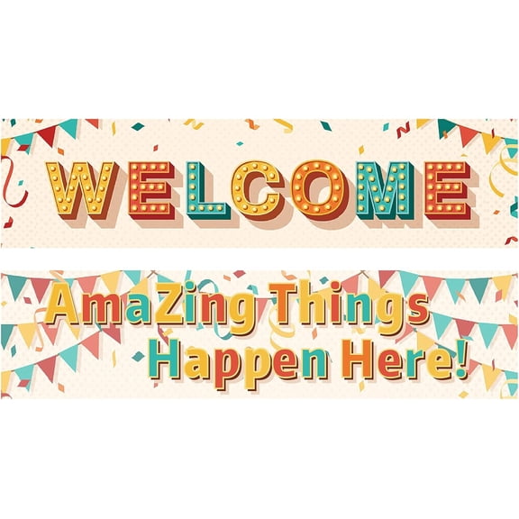 2Pcs Classroom Banners Welcome Back to School Decorations for Teachers Appreciation Adhesive Inspirational Wall Decor for Elementary Middle School Birthday Office Home 39 x 10Inch
