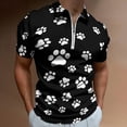 thumbnail image 2 of Paws Pattern Men Zipper T-shirt Summer Casual Short Sleeve T-shirt Top, 2 of 7
