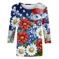 thumbnail image 5 of IchuanyiFashion Women's Casual Print Round Neck 3/4 Sleeve T-shirt Blouse, 5 of 5