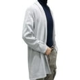 thumbnail image 6 of HOOMEUMY Mens Cardigan Knitted Sweaters Turndown Collar Jacket Long Cut Design Casual Workout Drop Shoulder Clothes Fashion 2025 Trendy Classic Solid Coat Gray XL, 6 of 7