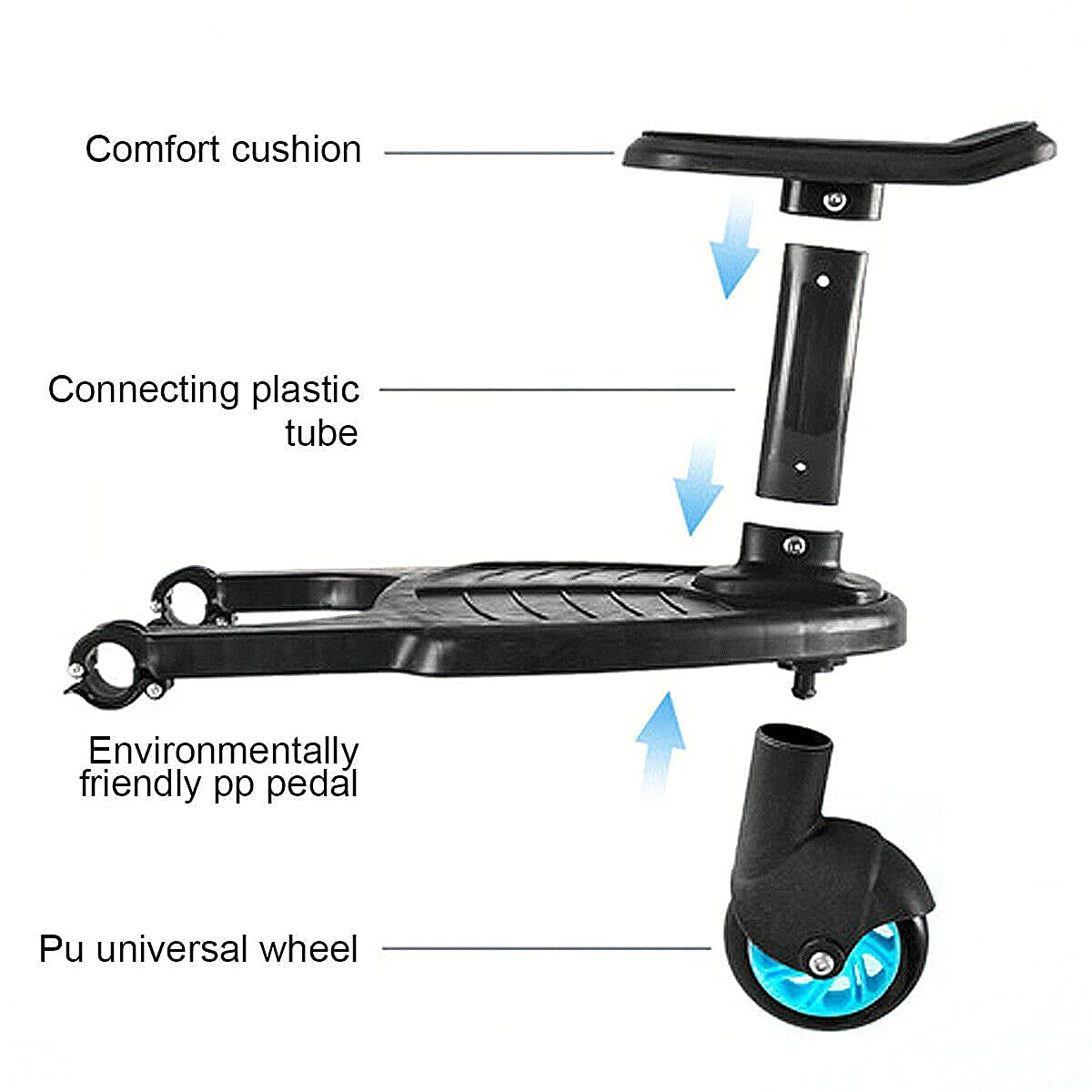 HONEYPOLO Stroller Ride Board - Second Passenger Standing Platform Attachment - Lightweight Baby Accessory - Family Travel Essentials - for Child Riders 2-6yrs (25kg)
