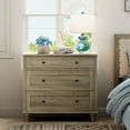 thumbnail image 6 of Farmhouse Nightstand with 3 Drawers, Set of 2 Large 3 Drawers Wood Bedside Table Night Stand, Wide Sofa Side End Table Chest of Dresser for Living Room, Bedroom, Grey, 34 inch, 6 of 12