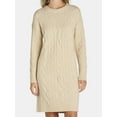 thumbnail image 3 of Time and Tru Women's and Women's Plus Cable Sweater Dress with Long Sleeves, Sizes XS-3XL, 3 of 4
