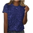 thumbnail image 2 of Womens Grapchic Shirts Short Sleeve Casual Round Neck T-Shirts Loose Pullover Outdoor Tops Blouses (3XL, Dark Blue), 2 of 4