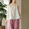 thumbnail image 5 of Tank Top for Women Linen, 2026 Summer Comfy Casual Loose Lightweight Sleeveless Shirts, White 2XL, 5 of 8