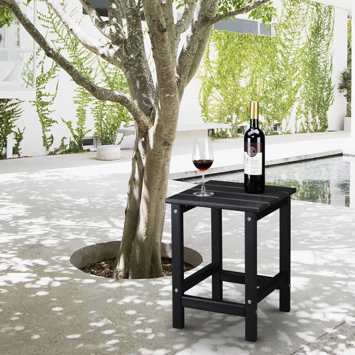 36*36*47cm Single Layer Square HDPE Side Table Black
