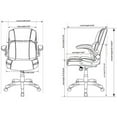 thumbnail image 4 of Lorell Soho Flip Armrest Mid-back Leather Chair Black Bonded Leather Seat - Black Bonded Leather Back - 5-star Base - 28.1" Length x 25.6" Width - 42.5" Height - 1 Each, 4 of 7