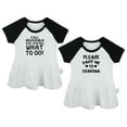 thumbnail image 1 of Pack of 2, Call Grandma She Knows What to Do & Please Pass Me to Grandma Funny Dresses For Baby, Newborn Babies Skirts, Infant Princess Dress, Toddler Frocks (Black Raglan Dresses, 18-24 Months), 1 of 5